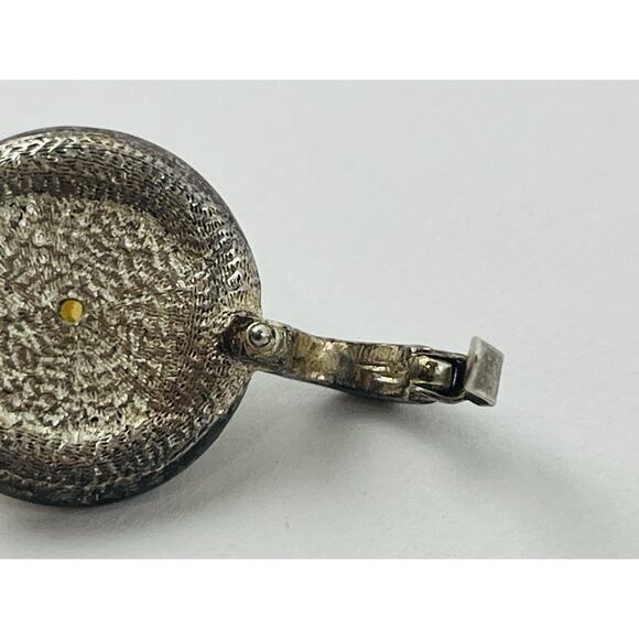 Vintage Roman Faux Pearl Rhinestone Silver tone Pendant for Necklace Round 1" Sc - Picture 13 of 16